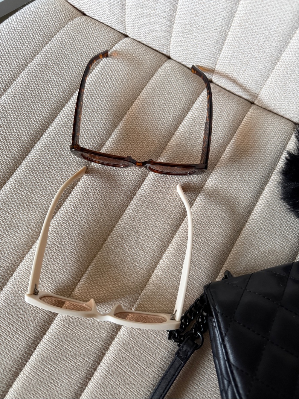 Two Retro Rectangle Sunglasses - Tortoiseshell & White - Picture 2 of 5